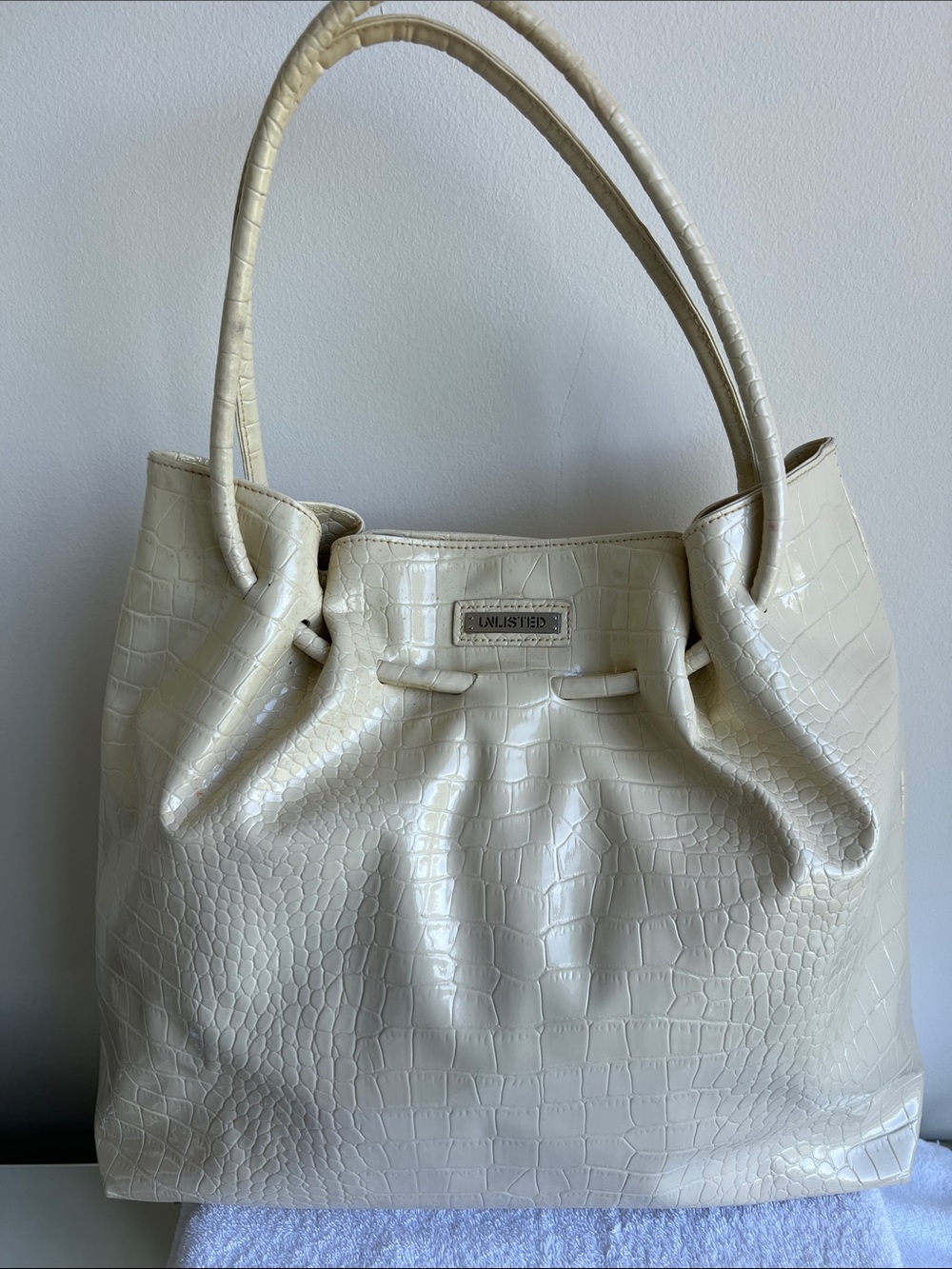 Unlisted by Kenneth Cole Croc-Embossed Cream Tote